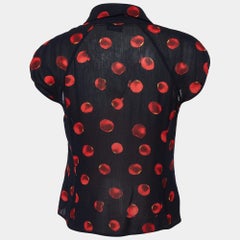 Moschino Cheap and Chic Black Printed Crepe Button Front Top L