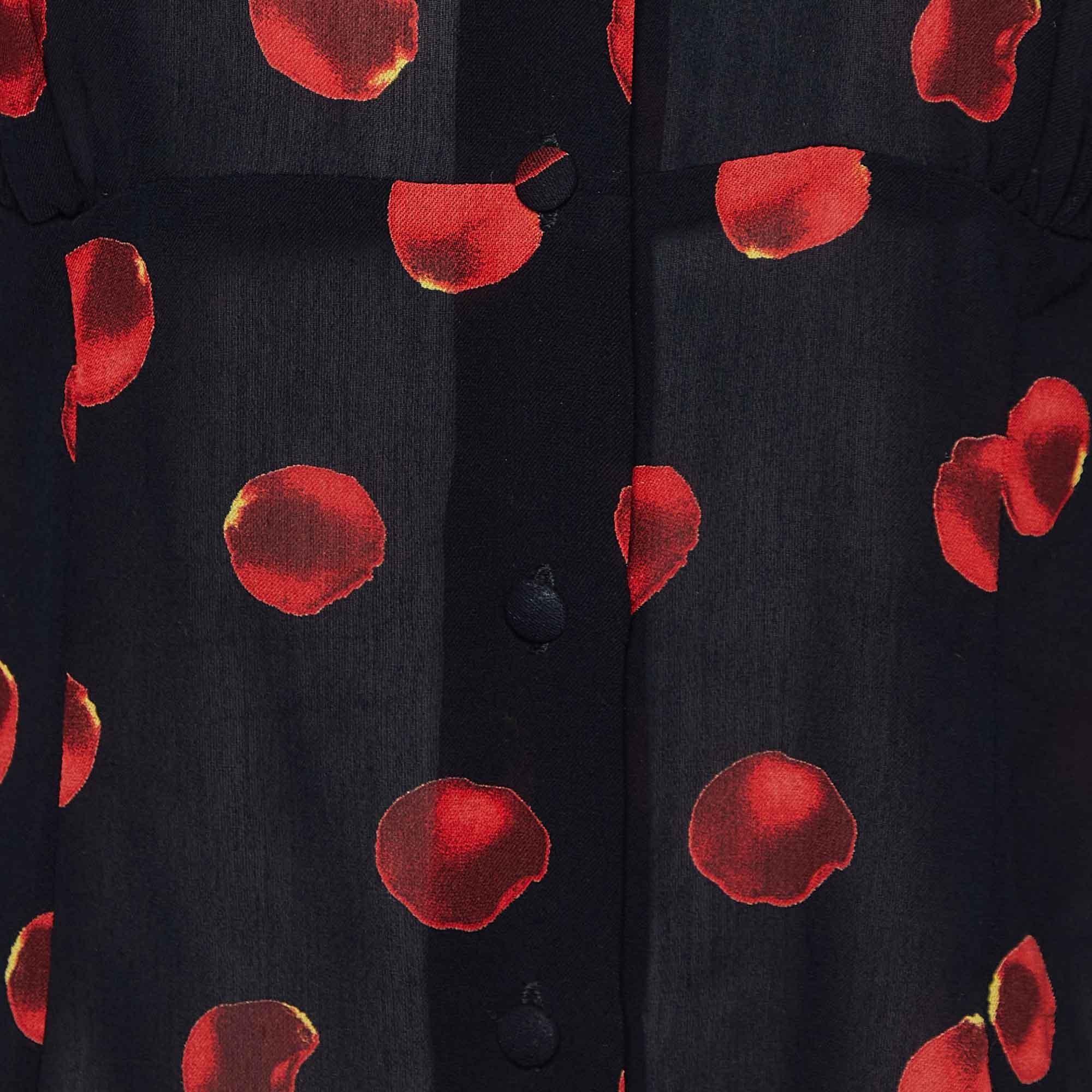 Noir Moschino Cheap and Chic Top en crêpe imprimé noir avec boutons sur le devant L en vente