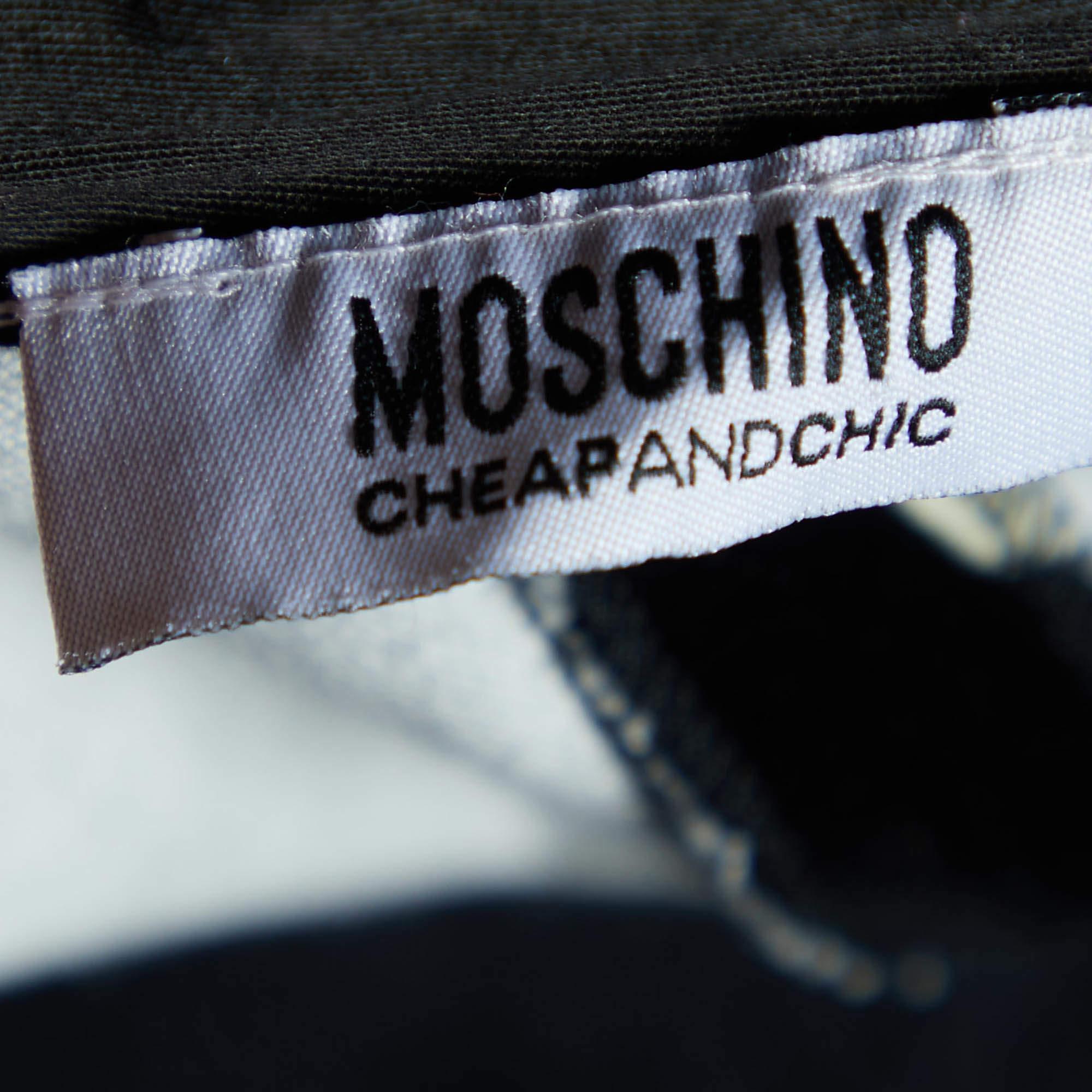 Moschino Cheap and Chic Pantalon Capri en velours imprimé noir M. Excellent état - En vente à Dubai, Al Qouz 2