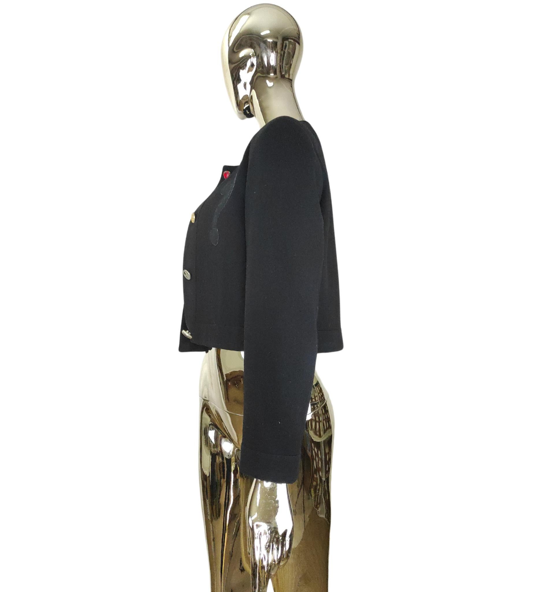 Black Moschino Cheap and Chic black question mark cropped blazer For Sale