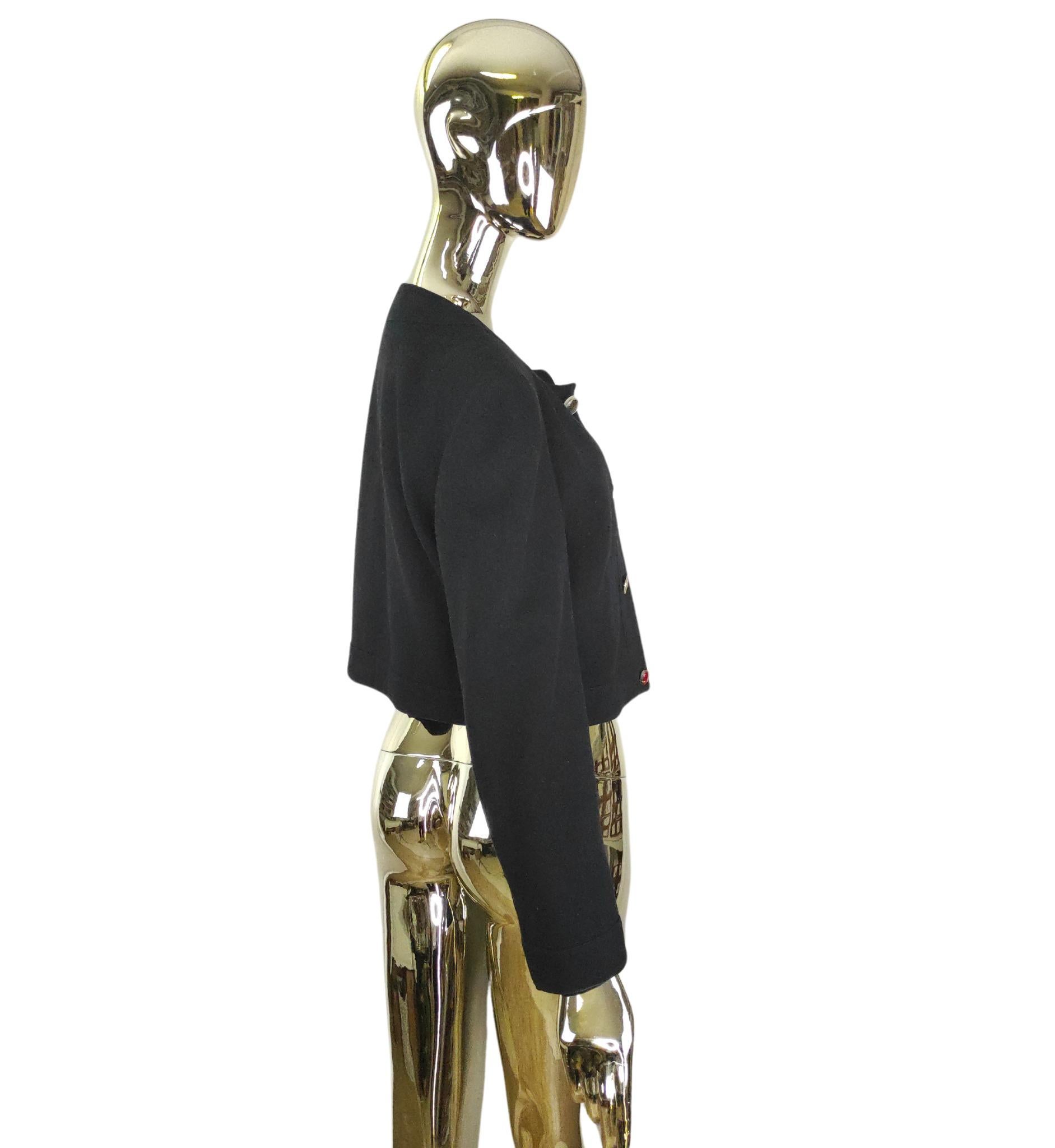 Moschino Cheap and Chic black question mark cropped blazer In Fair Condition For Sale In Milano, IT
