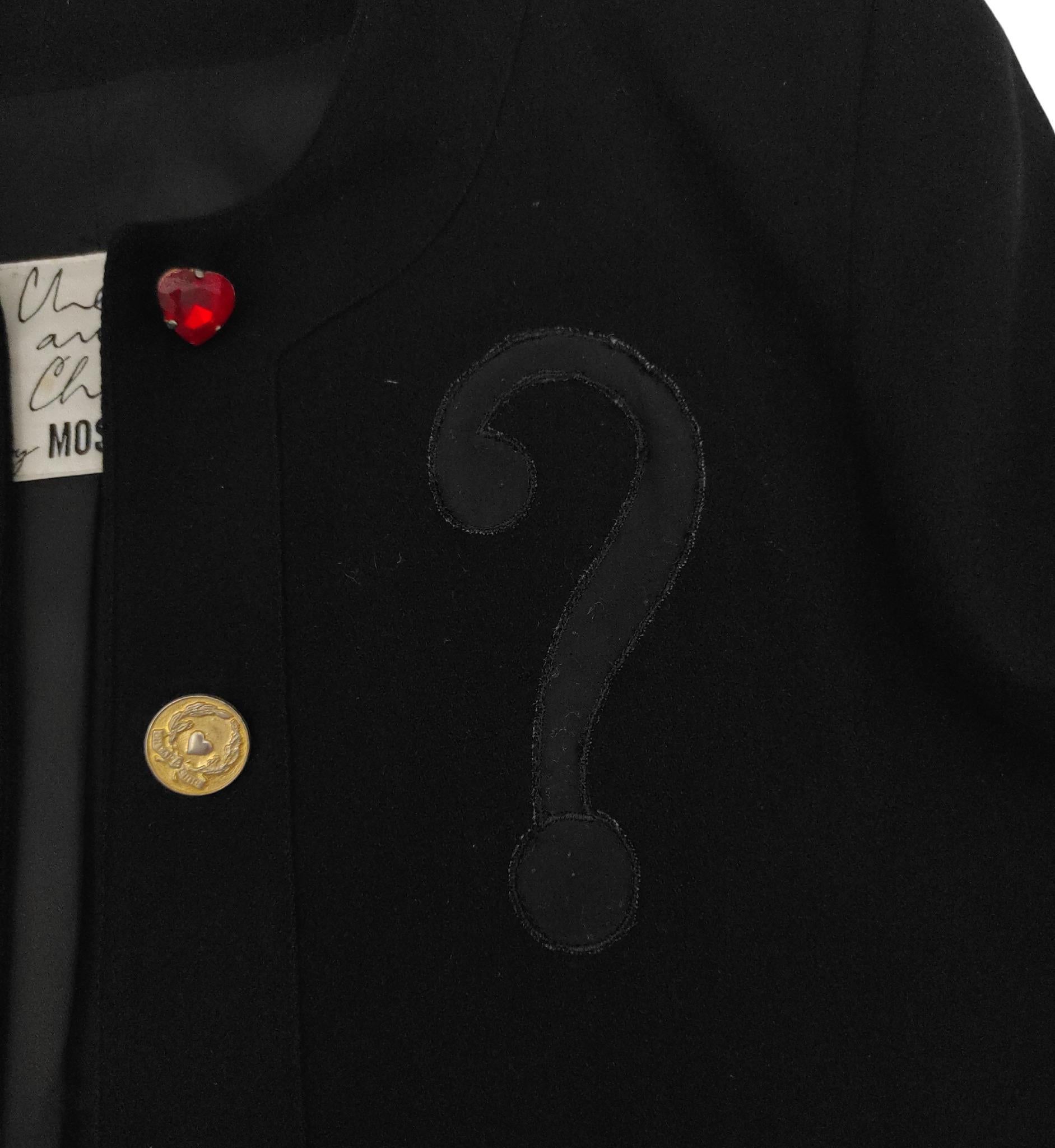 Women's Moschino Cheap and Chic black question mark cropped blazer For Sale