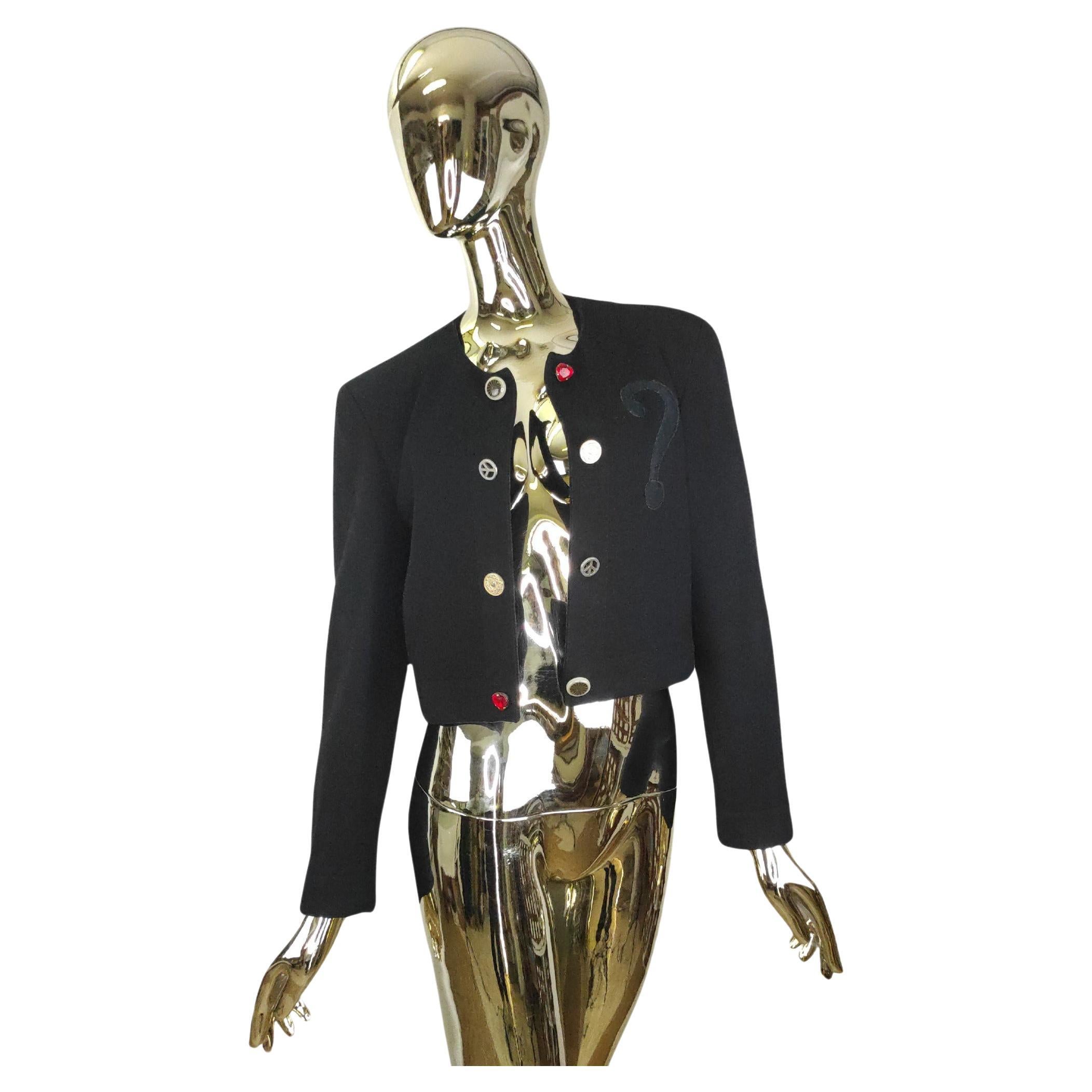 Moschino Cheap and Chic black question mark cropped blazer For Sale