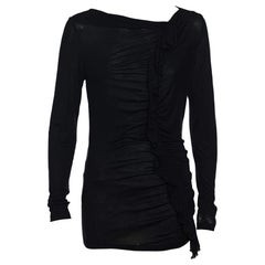 Moschino Cheap and Chic Black Ruffle Trimmed Long Sleeve Top M