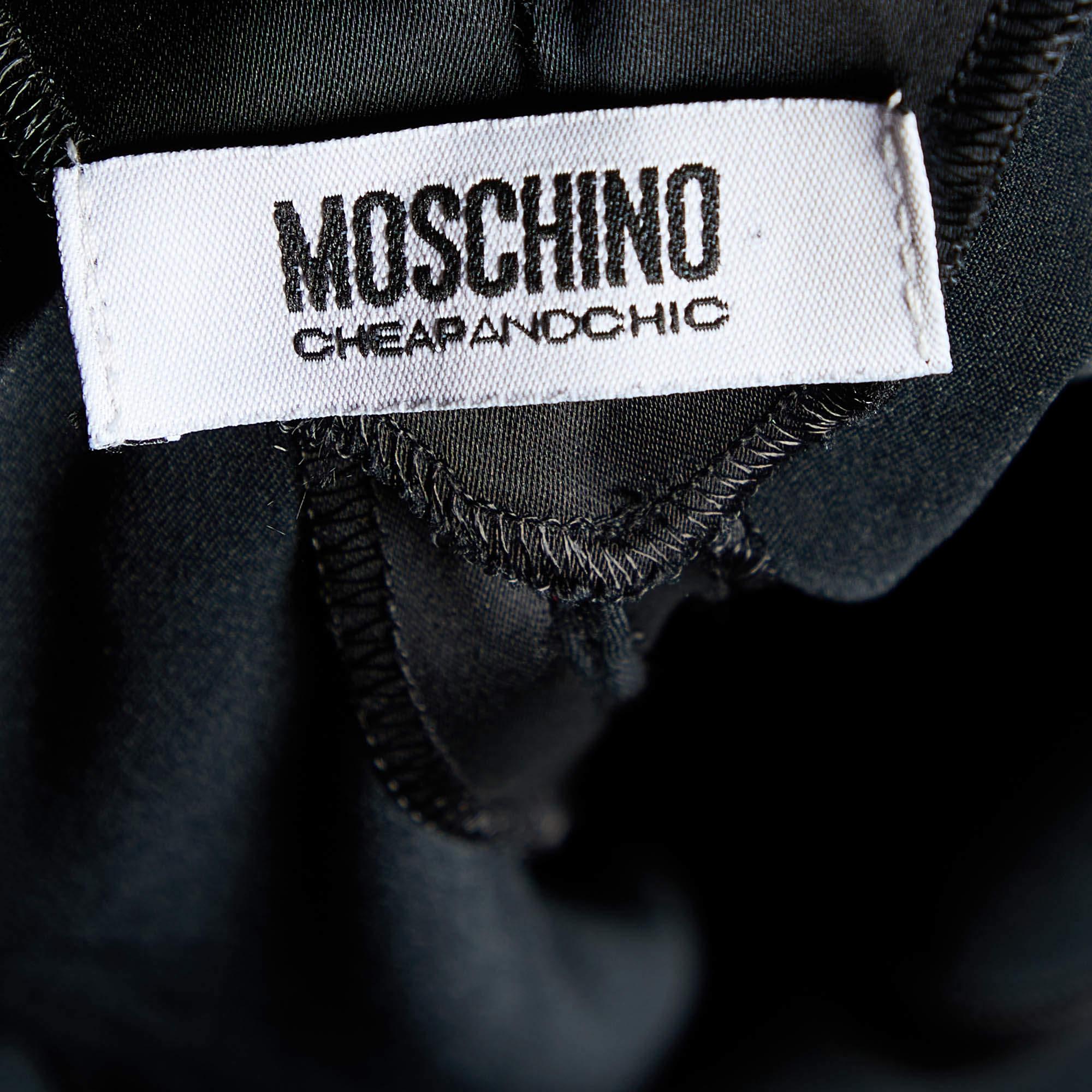 Nero Moschino Cheap and Chic Canottiera nera in senape con collo plissettato M. I.