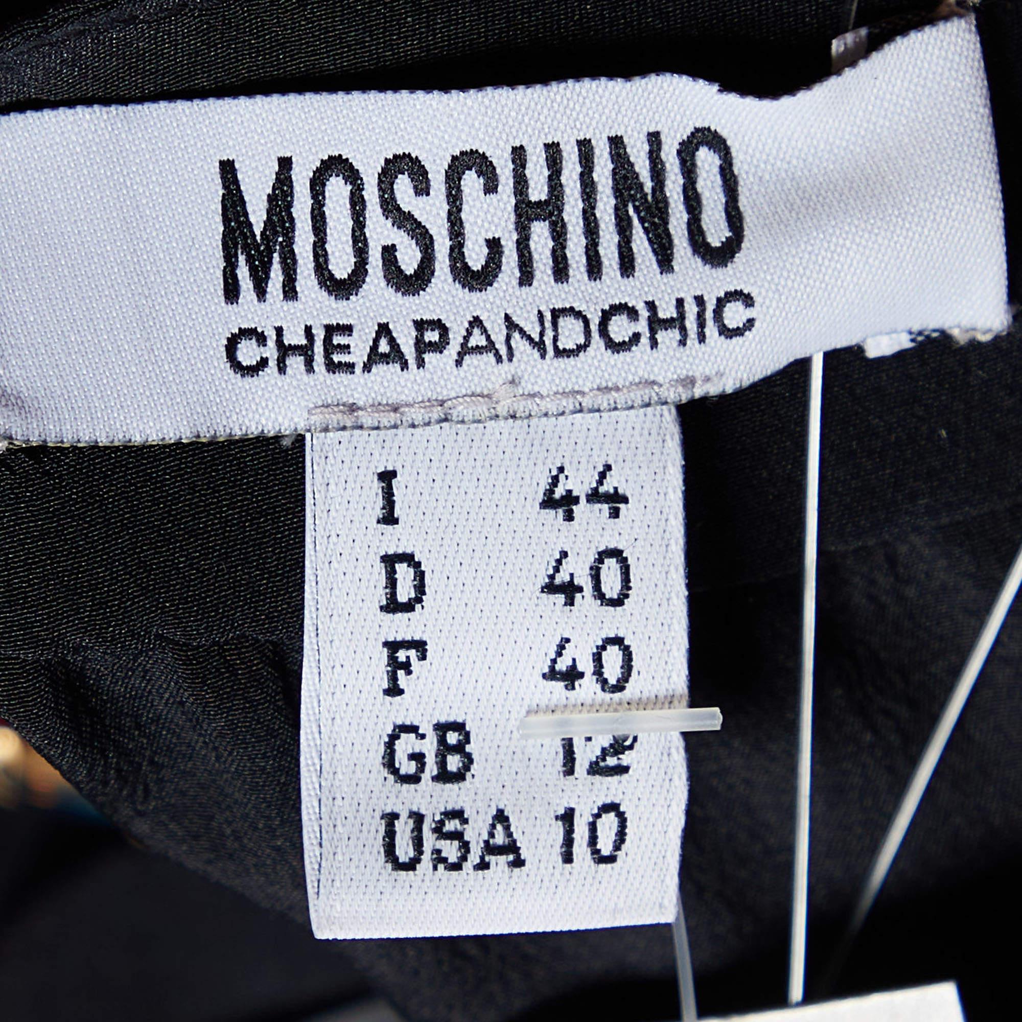 Moschino Cheap and Chic Black Silk Embellished Neck Sleeveless Top M In Excellent Condition For Sale In Dubai, Al Qouz 2