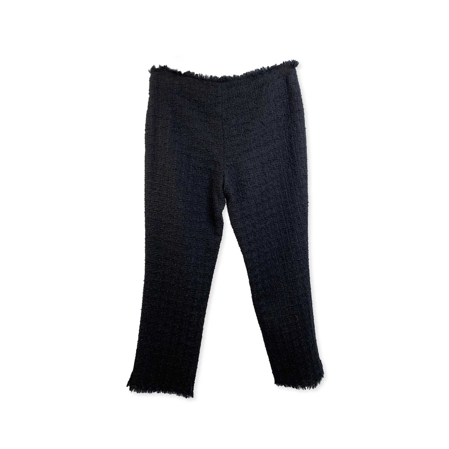 Women's Moschino Cheap and Chic Black Wool Bouclè Trousers Size 44
