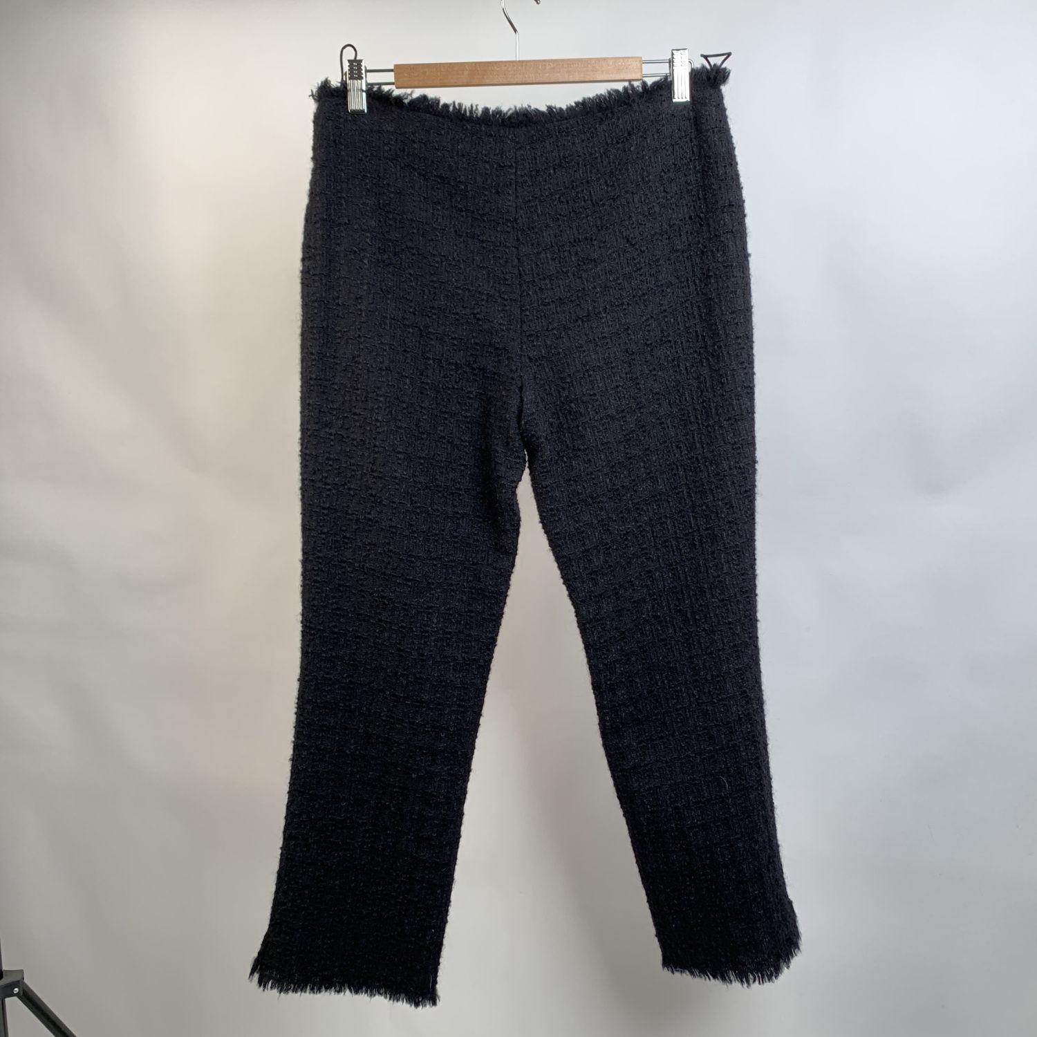 Moschino Cheap and Chic Black Wool Bouclè Trousers Size 44 1