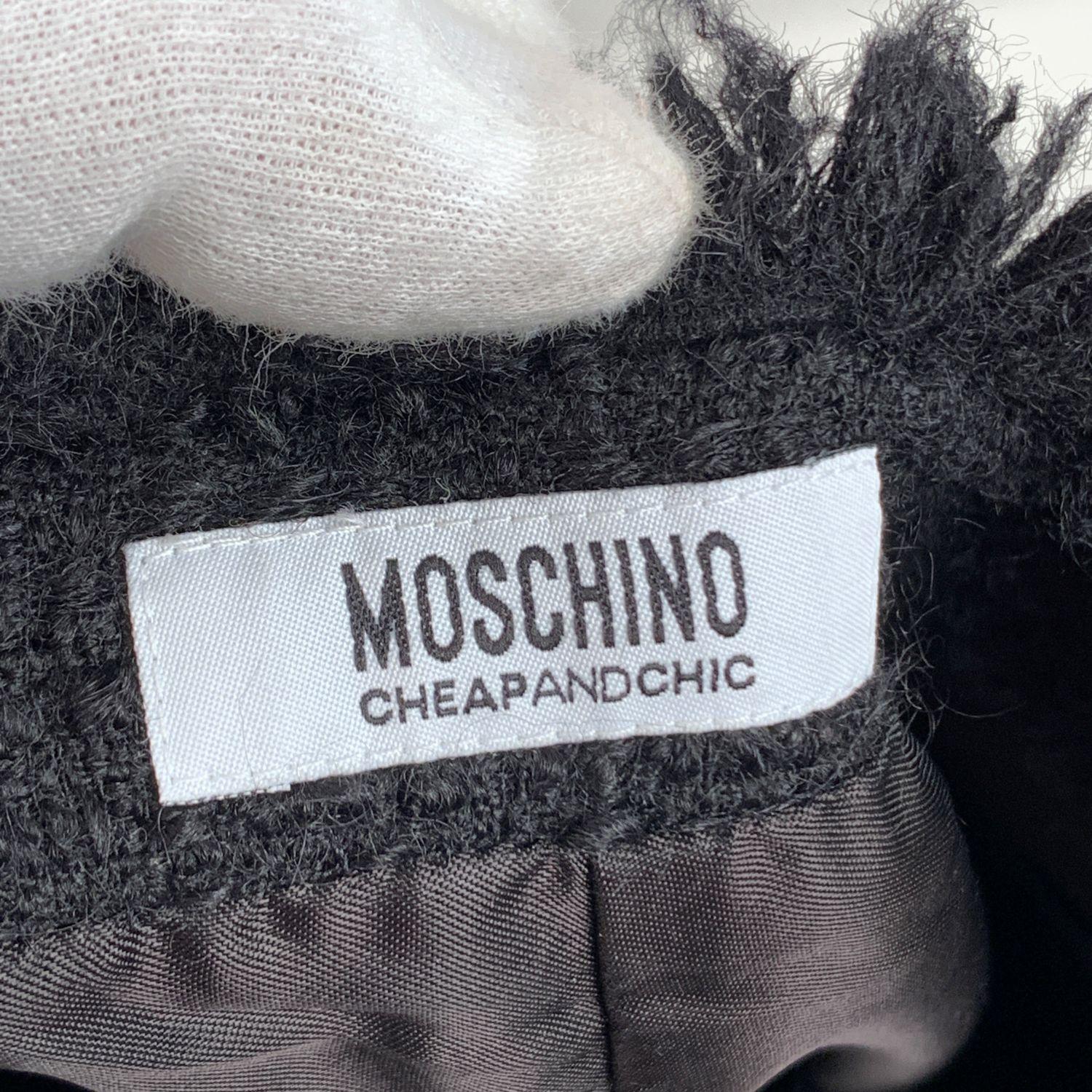 Moschino Cheap and Chic Black Wool Bouclè Trousers Size 44 2