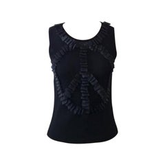 Moschino Cheap and Chic Black Wool Knit Sweater Peace Sign