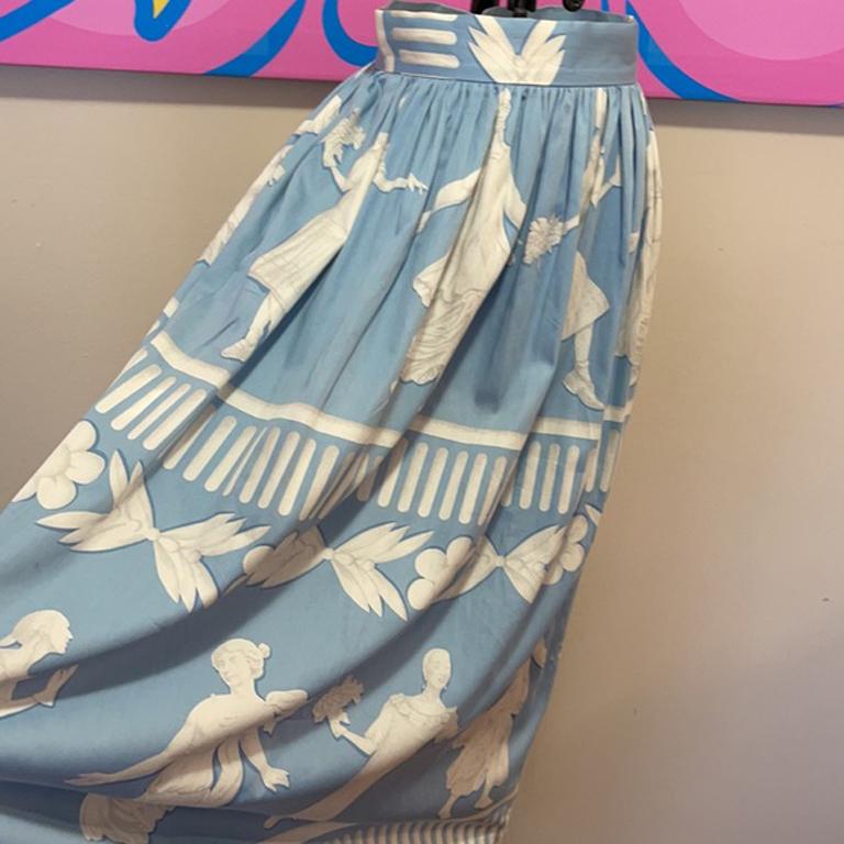 Moschino Cheap and Chic Blue White Maxi Skirt In Good Condition For Sale In Los Angeles, CA