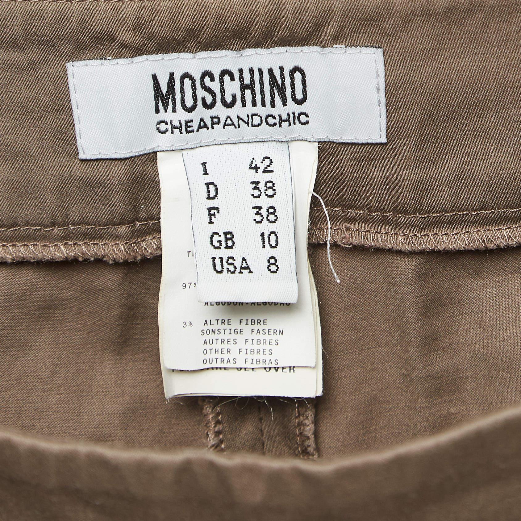Women's Moschino Cheap and Chic Brown Cotton Skinny Trousers M For Sale