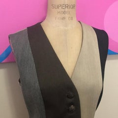 Moschino Cheap and Chic Brown Gray Wool Striped Vest Vintage