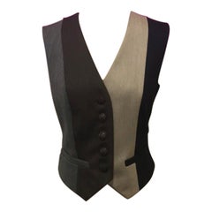 Moschino Cheap and Chic Brown Gray Wool Striped Vest Vintage