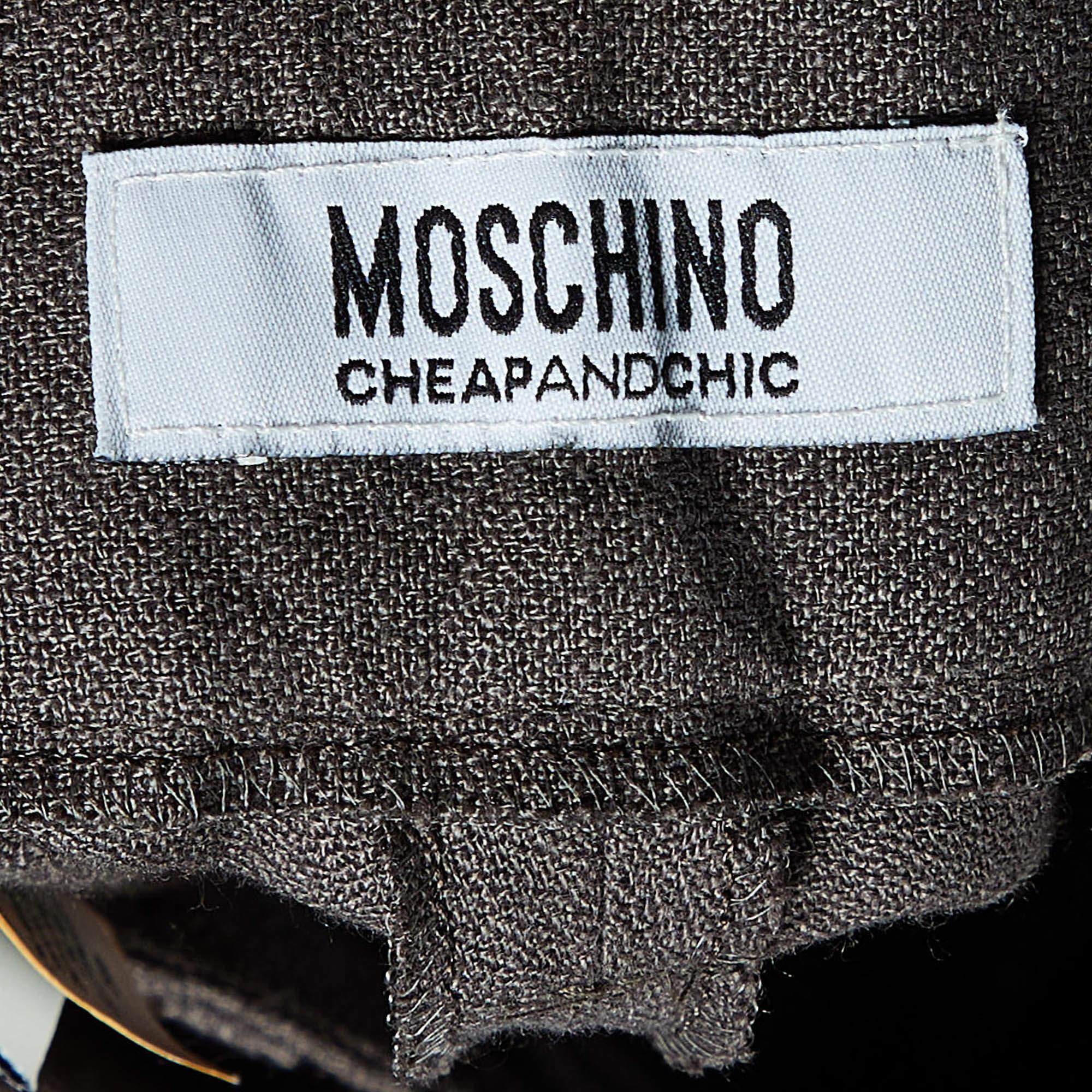 Moschino Cheap and Chic Pantaloni svasati in lino marrone M. In condizioni ottime in vendita a Dubai, Al Qouz 2