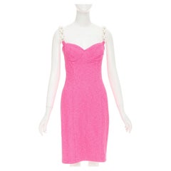 MOSCHINO Cheap and Chic Chunky Chain barbie pink boucle dress IT44 L