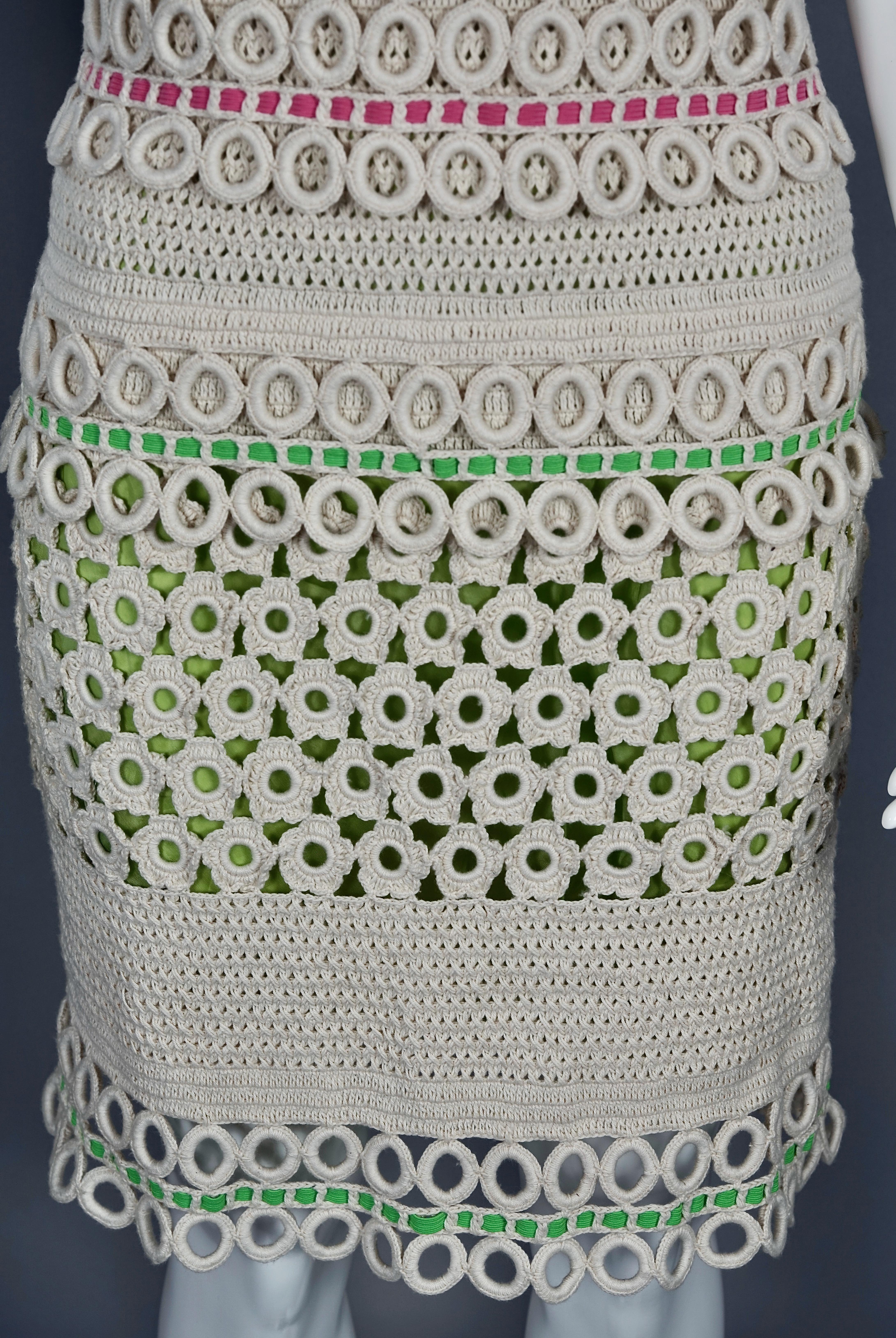 MOSCHINO CHEAP and CHIC Color Block Ecru Crochet Dress 4