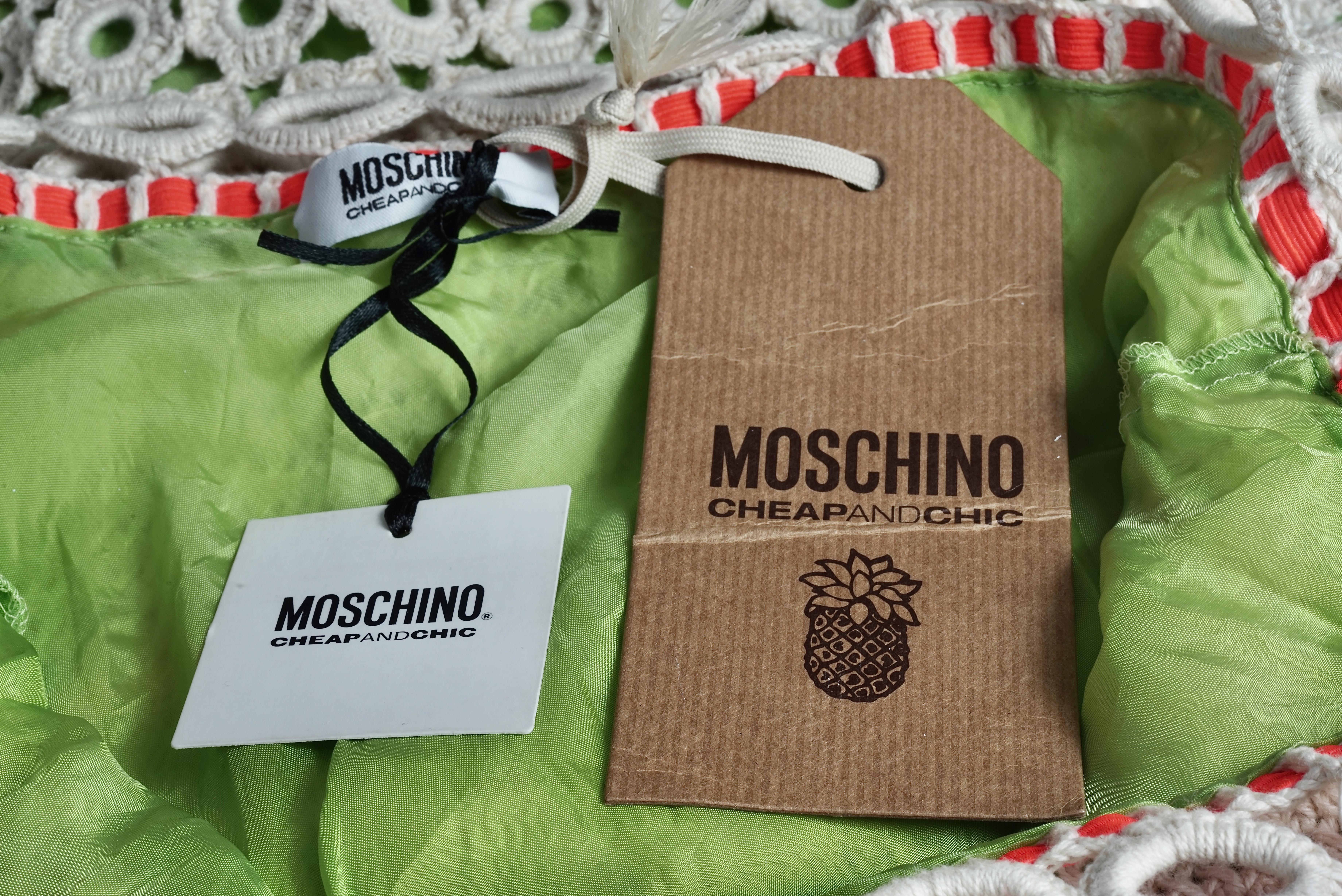MOSCHINO CHEAP and CHIC Color Block Ecru Crochet Dress 8