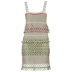 MOSCHINO CHEAP and CHIC Color Block Ecru Crochet Dress