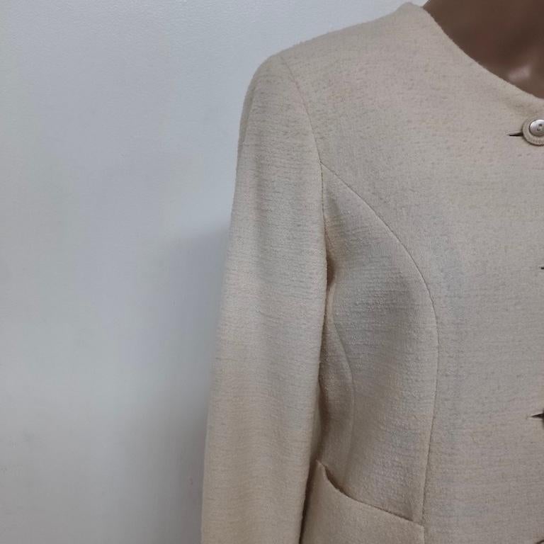 Gray Moschino Cheap and Chic Cream Bouclé Wool Short Jacket in vendita