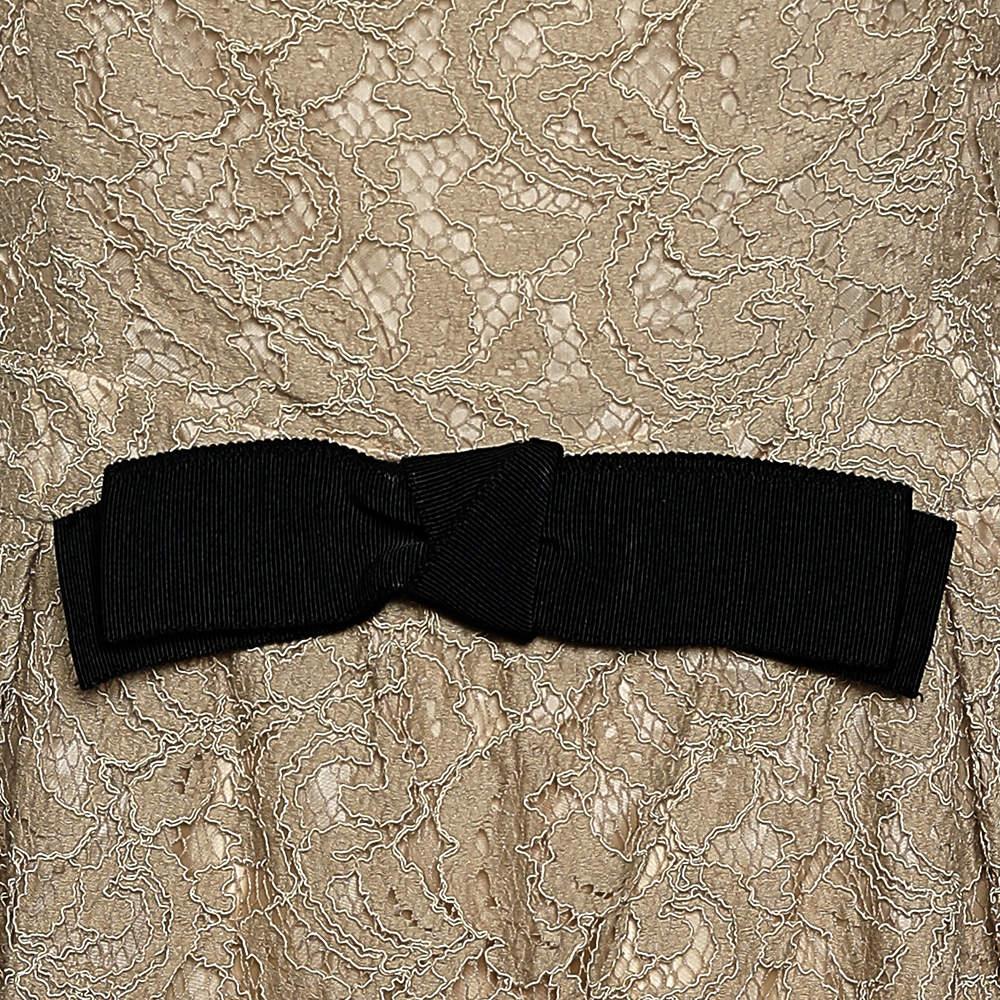 Moschino Cheap and Chic Cream Lace Bow Trim Sleeveless Midi Dress M In Good Condition In Dubai, Al Qouz 2