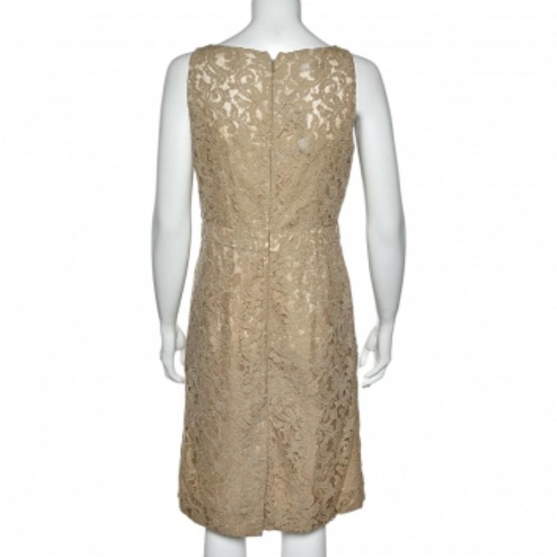 Moschino Cheap and Chic Cream Lace Bow Trim Sleeveless Midi Dress M In Good Condition In Dubai, Al Qouz 2