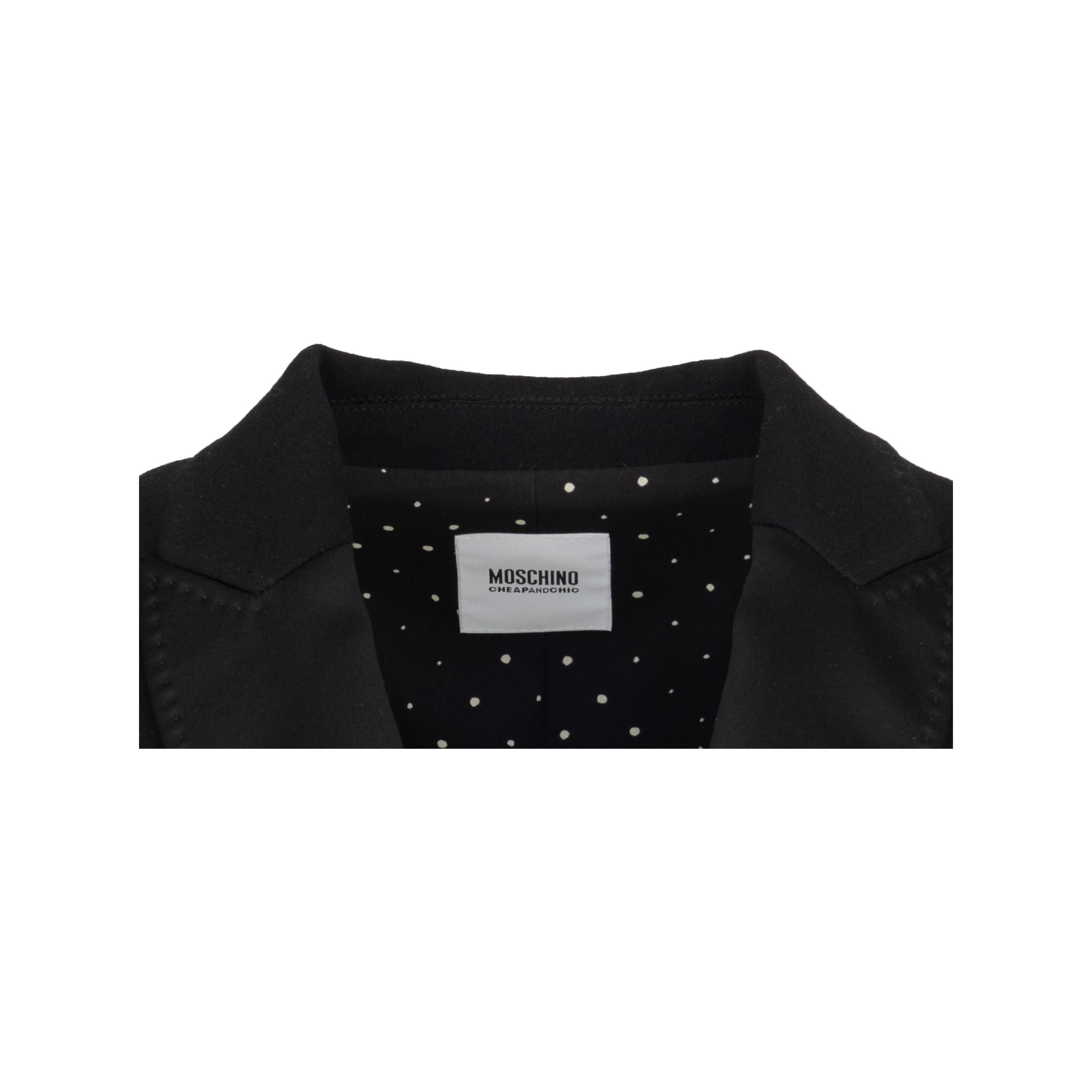 Black Moschino Cheap and Chic Cropped Tailcoat - '00s For Sale