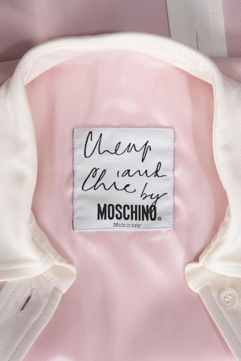 MOSCHINO Cheap and Chic Early 1990s Pale Pink Top, Jacket & Mini Skirt Ensemble For Sale 10