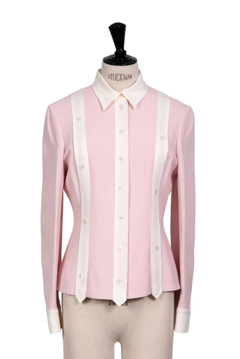 MOSCHINO Cheap and Chic Early 1990s Pale Pink Top, Jacket & Mini Skirt Ensemble For Sale 2
