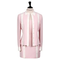 Vintage MOSCHINO Cheap and Chic Early 1990s Pale Pink Top, Jacket & Mini Skirt Ensemble