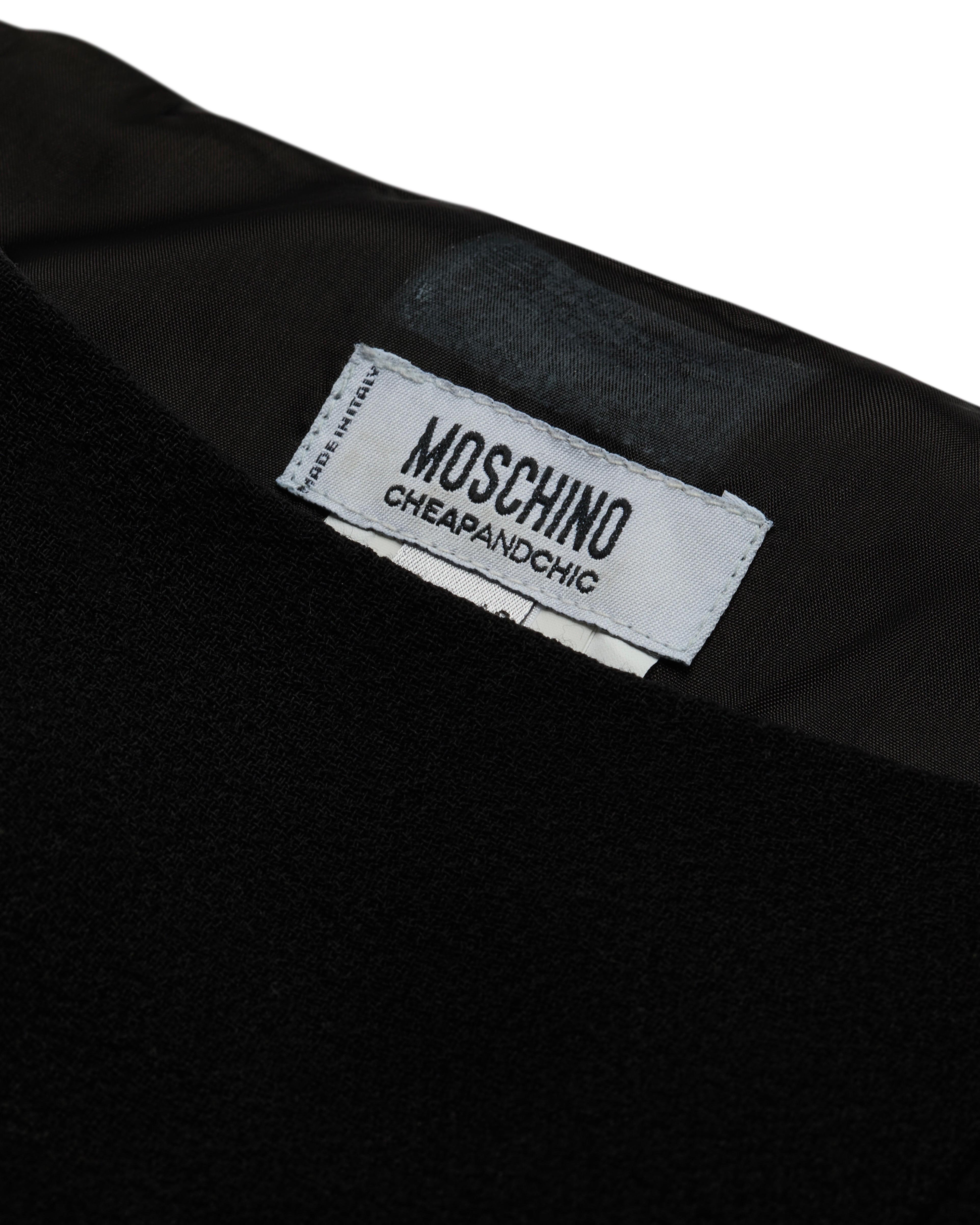 Moschino Cheap and Chic A/I 2001 Gonna in lana ricamata nera in vendita 3