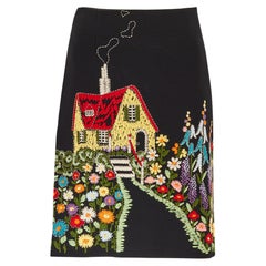 Moschino Cheap and Chic A/I 2001 Gonna in lana ricamata nera