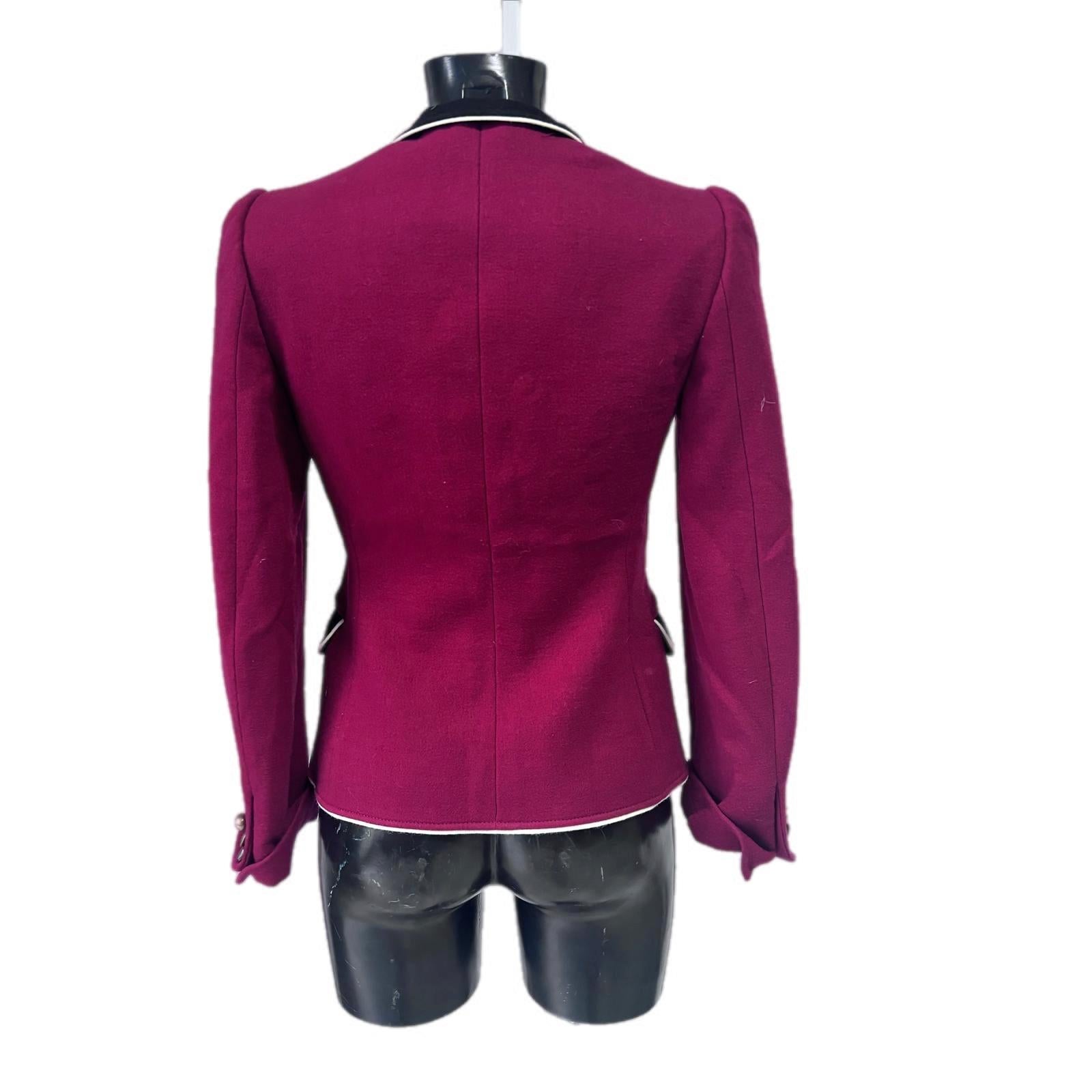 Chaqueta Moschino Cheap and Chic de lana burdeos con perfiles en contraste, 9's Brown en venta