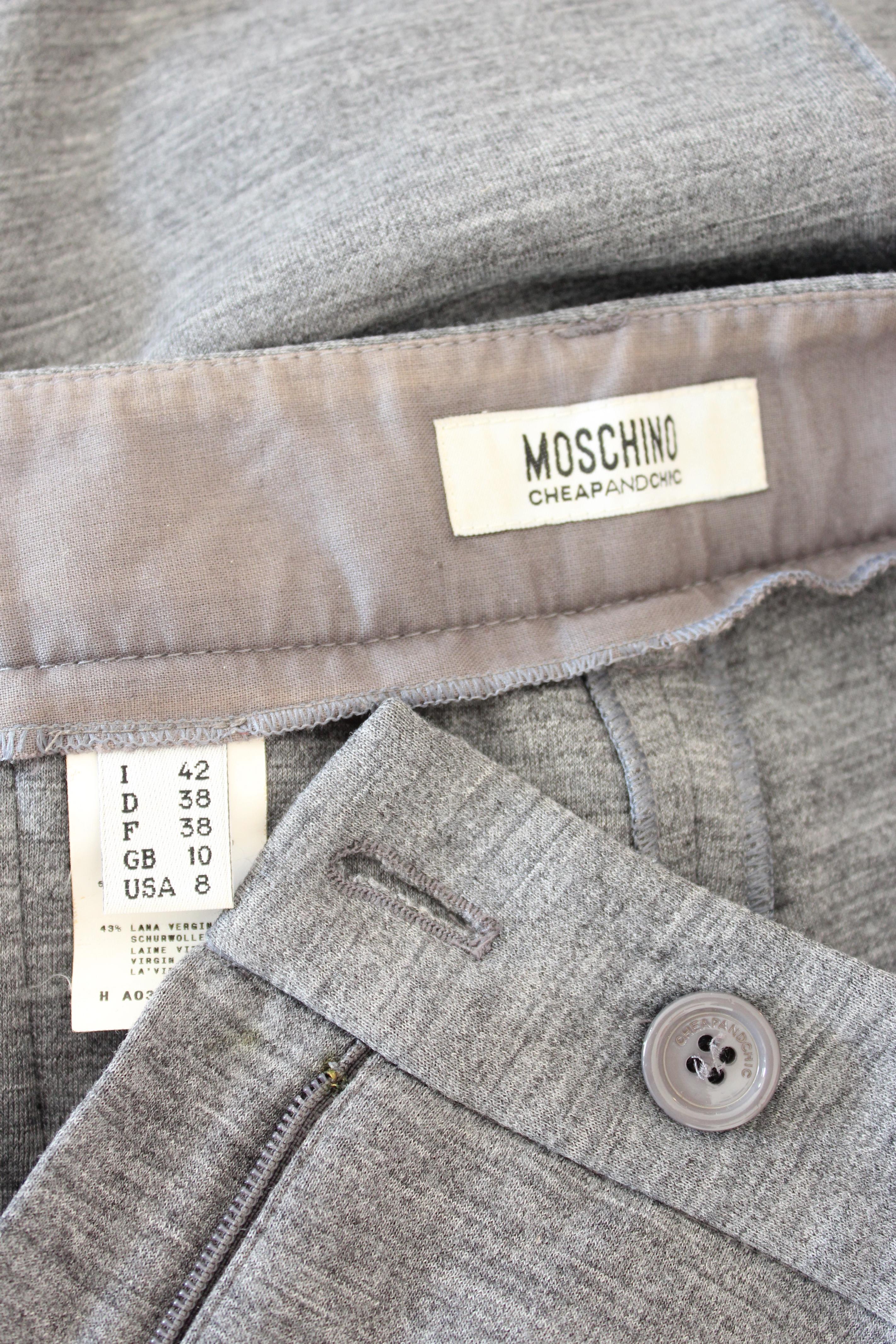 Pantalon palazzo en laine grise Moschino Cheap and Chic Pour femmes en vente