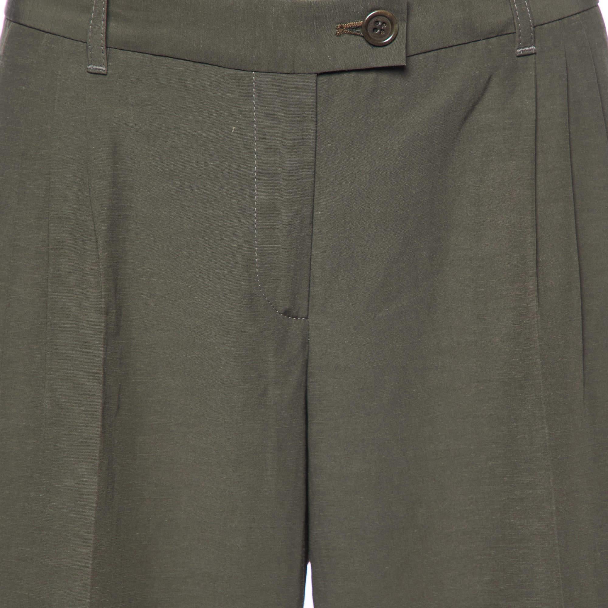 Noir Pantalon large Moschino Cheap and Chic vert en coton mélangé M en vente