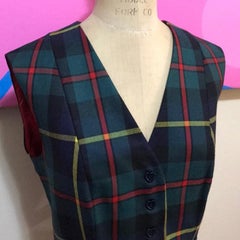 Moschino Cheap and Chic Green Plaid Wool Vest