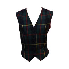 Moschino Cheap and Chic Green Plaid Wool Vest