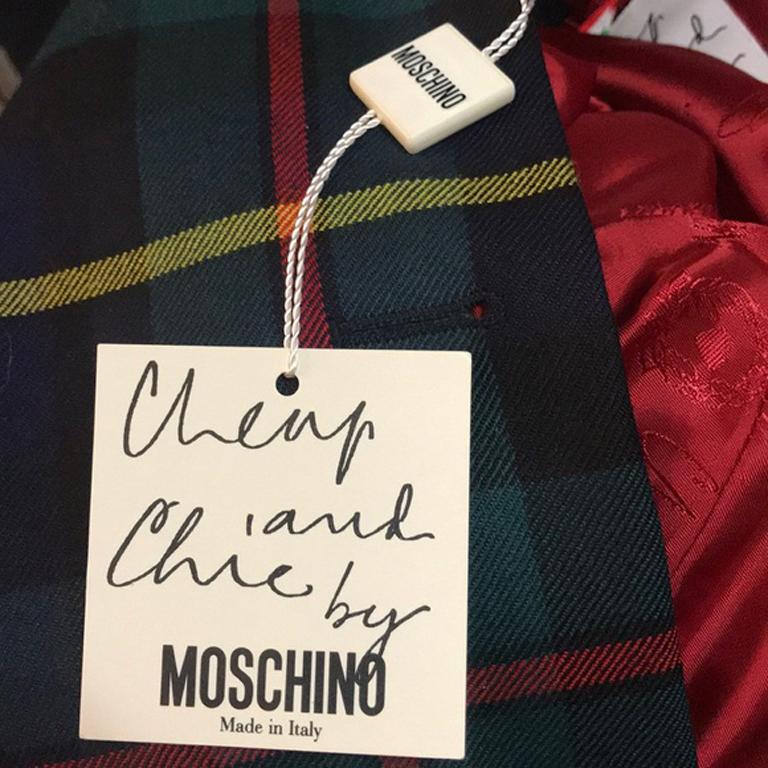 Women's Moschino Cheap and Chic Green Red Plaid Wool Jacket For Sale