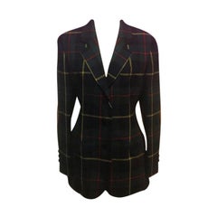 Moschino Cheap and Chic Green Red Plaid Wool Jacket
