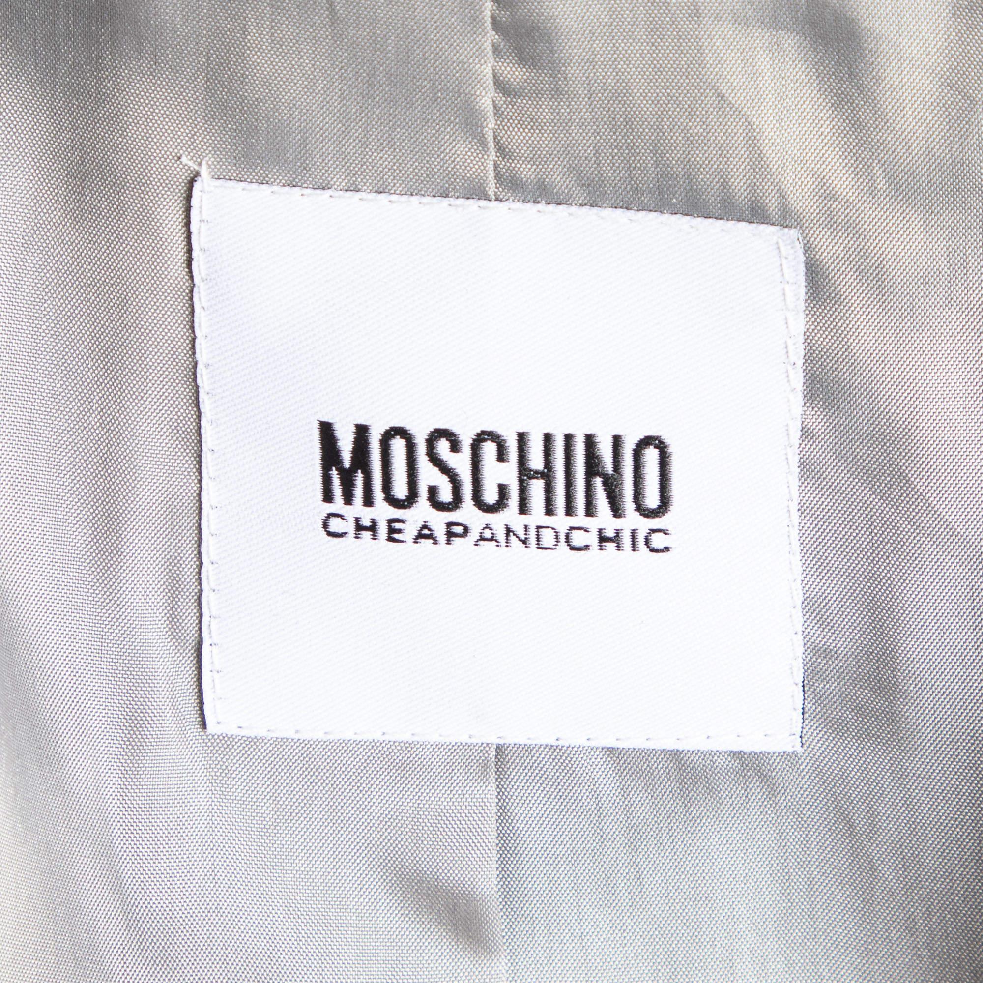 Manteau Moschino Cheap and Chic gris en laine d'alpaga avec nœud en vente 2