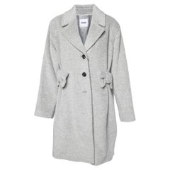 Moschino Cheap and Chic Grey Alpaca Wool Bow Detail Coat L