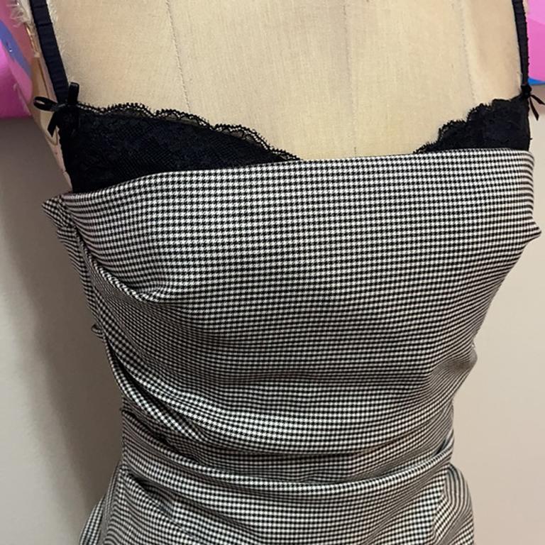Gray Moschino Cheap and Chic Houndstooth Bustier Dress For Sale