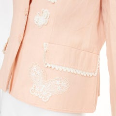 MOSCHINO Cheap and Chic lace butterfly applique pink cotton blend jacket IT48 XL