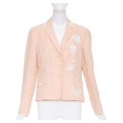 MOSCHINO Cheap and Chic lace butterfly applique pink cotton blend jacket IT48 XL