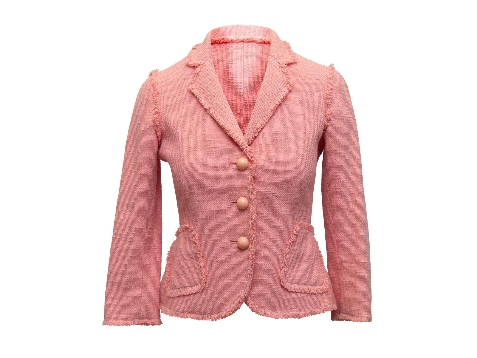 Women's Moschino Cheap and Chic Light Pink Fringe-Trimmed Blazer