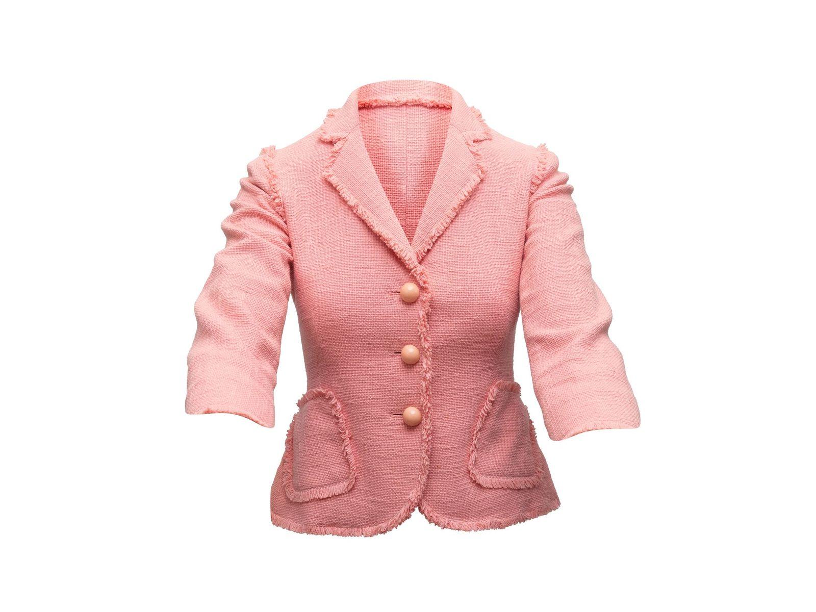 Moschino Cheap and Chic Light Pink Fringe-Trimmed Blazer 1