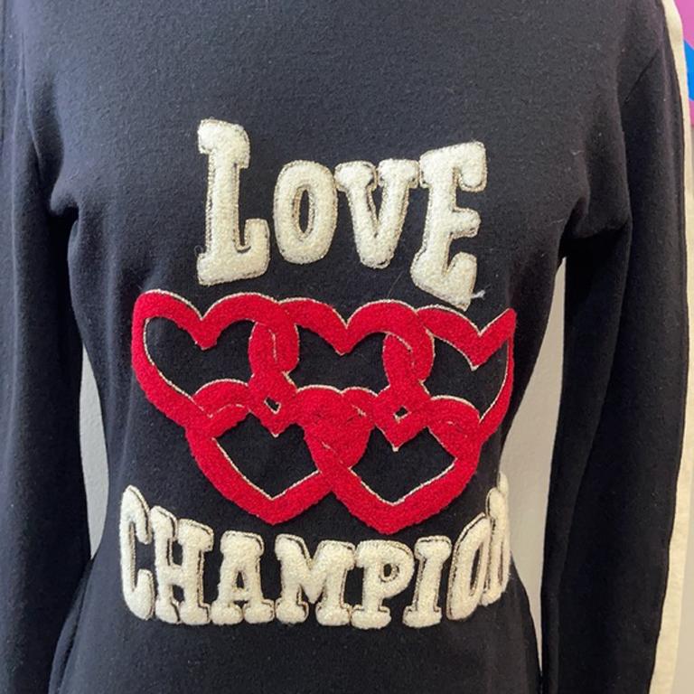 Black Moschino Cheap and Chic Love Champion Sweater For Sale