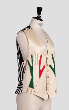 MOSCHINO Cheap and Chic "MANI PULITE" Hands Ivory Vest Waistcoat, early 1990s