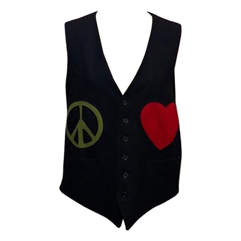 Moschino Cheap and Chic Men's Black Wool Heart Vest For Sale