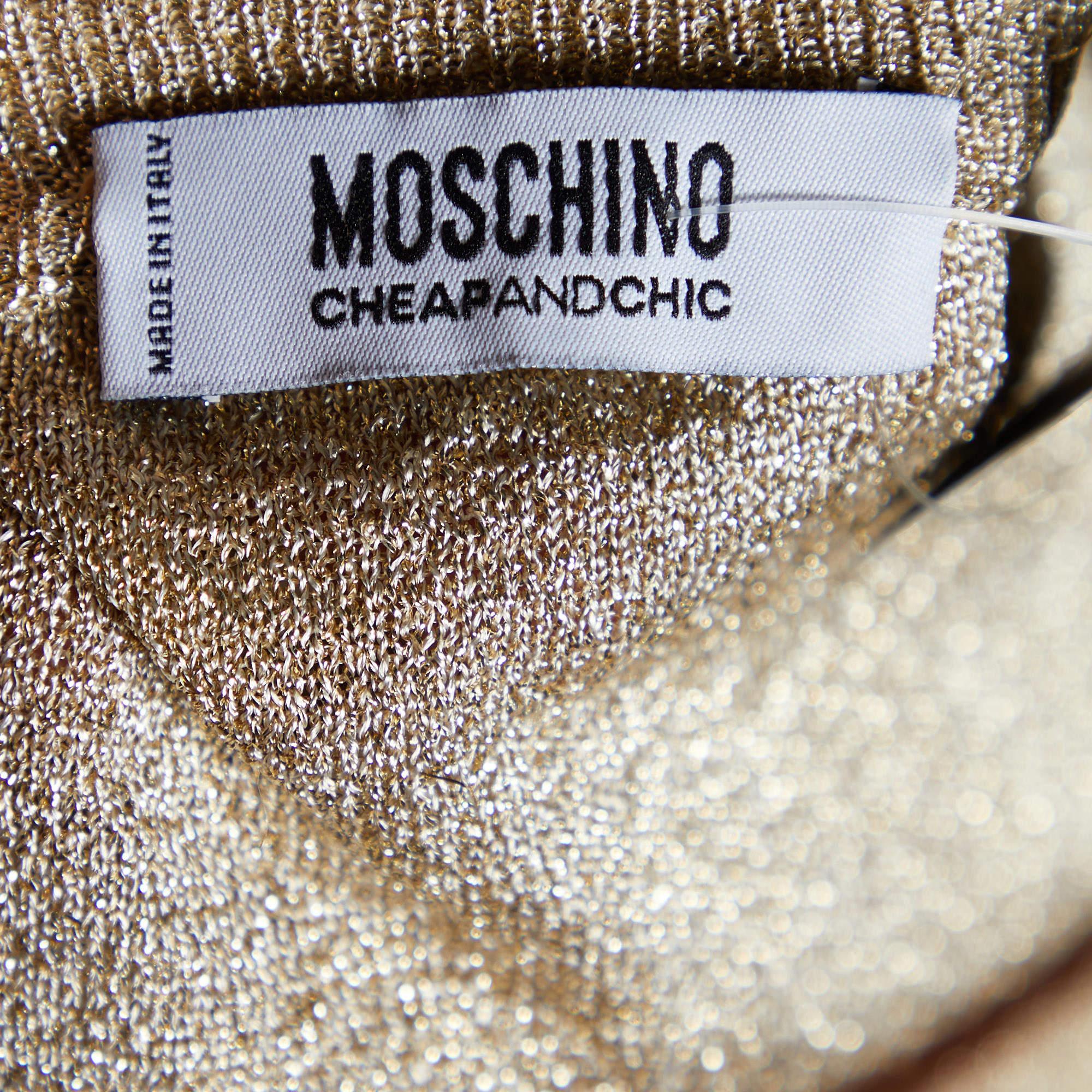 Moschino Cheap and Chic Multicolor Heart Lurex & Cotton Knit Mini Dress M In Excellent Condition For Sale In Dubai, Al Qouz 2
